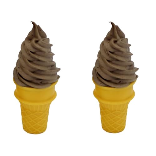 LONG XIN SERIES 2 Pcs Simulated Ice Cream Artificial Lifelike Ice Cream Fake Ice Cream Food Model for Home Kitchen Cabinet Desk Shops Party Decor Sample Display Photography Props(Coffee)