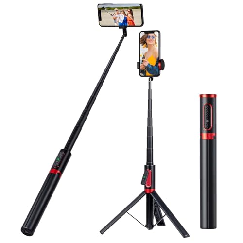 Uranzl Tripé de telefone de 60 polegadas e tripé de bastão de selfie com controle remoto, tripé comp