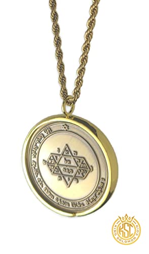 Fifth Pentacle of Jupiter + 72 names of God + 1FitAll King Solomon Coin bezel kabbalah seal talisman Necklace2