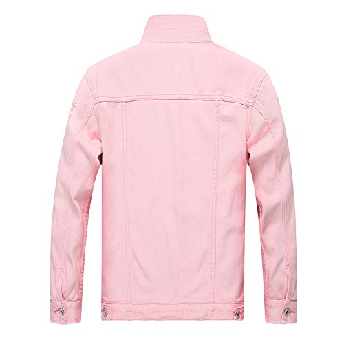 Image of LZLER Men's Denim Jackets Distressed Destroyed Classic Vintage Slim Fit Ripped Fashion Trendy Trucker Jean Jackets
