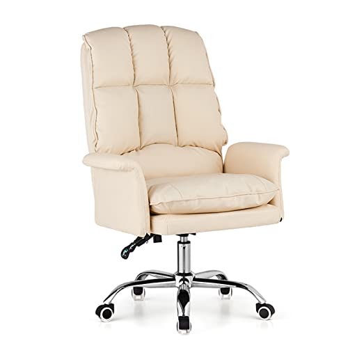 Escritorio de computadora Silla ejecutiva ergonómica para el hogar, Cuero de PU, giratoria, reclinable a 145°, computadora Extra Acolchada
