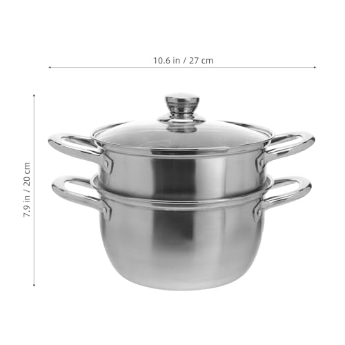 Marmite vapeur 2 niveaux en acier inoxydable 20 cm - 8