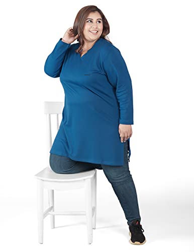 Image of CUPID Women's Cotton Plus Size Plain Full Sleeves Long Top for Summer n Semi Summers with One Side Pocket for Ladies Solid T Shirt