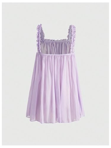 Image of MakeMeChic Women's 2 Piece Lingerie Mesh Cute Valentine Pajama Set Ruffle Bow See Through Vintage Nightgown Sleepwear