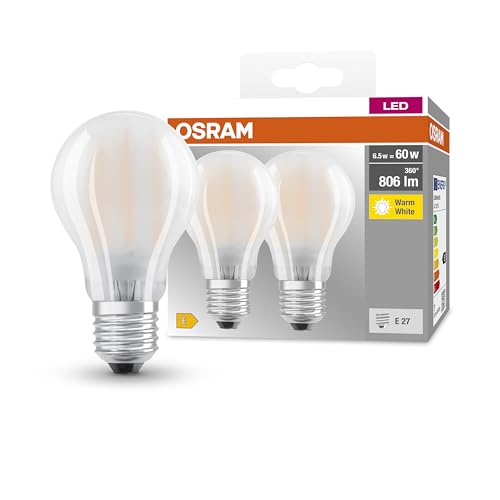 Osram - Lot de 2 Ampoules LED - Culot E27 - 7,2W Equivalent 60W - Dépolie - Blanc Chaud 2700K