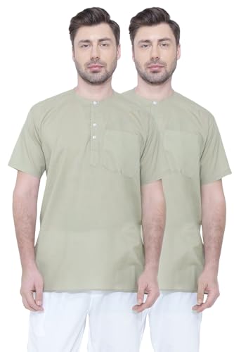 Image of Rajubhai Hargovindas Men's Pure Cotton Short Kurta | Pack of 2 |