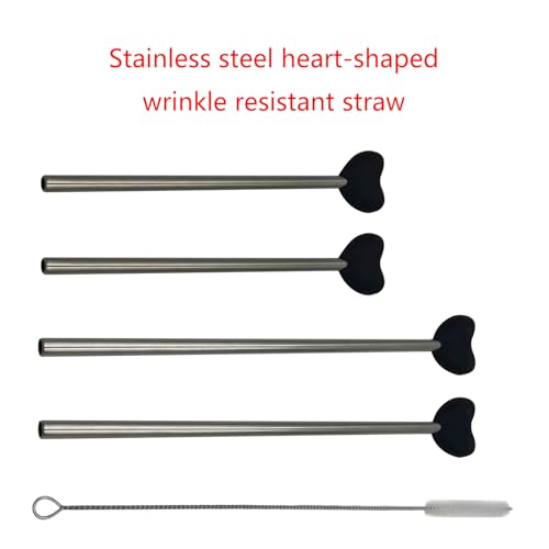 Pajita de metal con forma de corazón lavable para zumos y cócteles 3