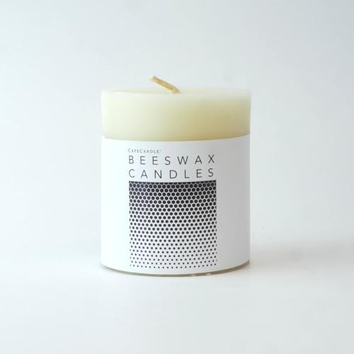 Cape Candle 100% Pure Beeswax Pillar Candles - Ivory | Raw Natural Beeswax Pillar Candle | 3x4, 60 Hour Burn Time | Made In The USA