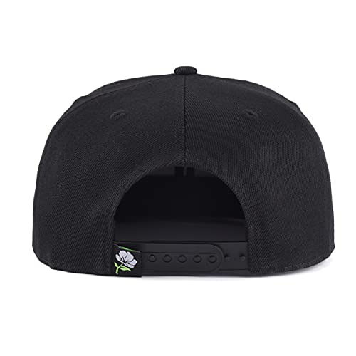 Bloomouflage Brand Black Patch Floral Flat Bill Snapback