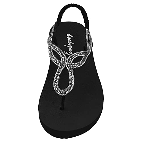 Lowkeyray Women's Summer Sandals womens Flat Sandals Whith Sequins2