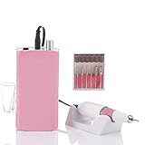Miss Sweet Portable Nail Drill Machine Rechargeable Electric Nail File for Acrylic Nail RPM30000 (Y1 Pink)
