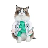 DELIFUR Disfraz de dentista de Halloween para perro, disfraz de médico para mascotas, uniforme divertido, ajustable, disfraz de médico para gato y perro pequeño (XS)