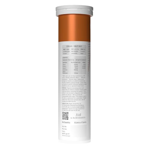 Image of hk vitals Glutathione (Orange, Lemon, Mango, 15 Effervescent Tablets) | L-Glutathione Tablets with Vitamin C & E | For Skin Glow & Hydration (Pack of 3)