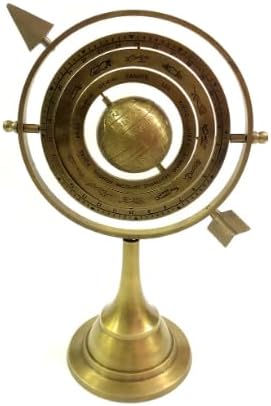 Nautical Brass Globe 10 Inch Handmade Engraved Armillary Sphere With Arrow Globe For Home Office And Collectible Item