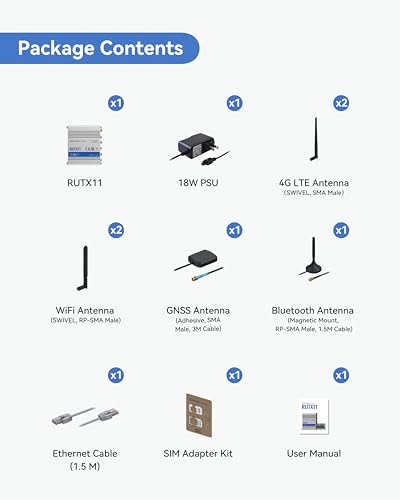 Image of Teltonika RUTX11100400 Model RUTX11 Industrial Cellular Router; 4G LTE CAT 6; Dual SIM; WI-FI and BT; Compatible with All US Operators
