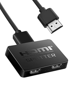 HDMI Splitter 1 in 2 Out, 4K hdmi Splitter 2 Monitore Gleichzeitig (NOT Extended Display), HDMI Verteiler 1 in2 Out mit PS4, HDTV (Hdmi Cable Not Included)