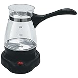 Shov KONYA Elektrischer Türkischer Kaffeekocher 450ml – Glas Cezve für Türkischen Kaffee & Mokka – Mit Überhitzungsschutz, Schnellkochfunktion & Ergonomischem Griff