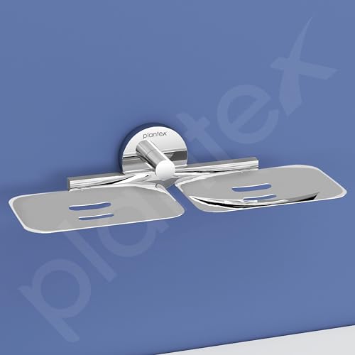 Image of Plantex Smero Pure Brass Dual Soap Holder for Bathroom and Kitchen /Soap Stand /Soap Case /Soap Dish /Bathroom Accessories - Circle(Chorme)