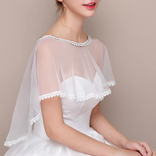 Octwine Bridal Lace Wedding Shawls Wrap Embroidered Shrug Bolero Cape Shoulder Covers Up for Women (Style 6)4