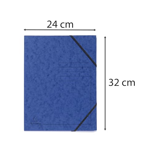Exacompta - Art.-Nr. 555412E - Karton mit 25 Gummizugmappen ohne bedruckte Klappe - Glanzkarton 355 g/m² - Maße 24 x 32 cm für Dokumente im A4-Format - Farbe Blau
