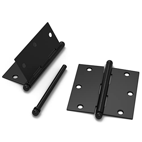 Hadims 18 Pack Ball Tip Door Hinges, 3 1/2 Inch Steel Black Door Hinges 3.5In X 3.5In Interior Square Corner Door Hinges With Removable Pin #TOP13