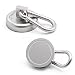 Ant Mag 2 Pack of 40LBS Heavy Duty Neodymium Pot Magnet with Swiveling Carabiner Snap Hooks Great for Purse, Bag, Tools Hanging.
