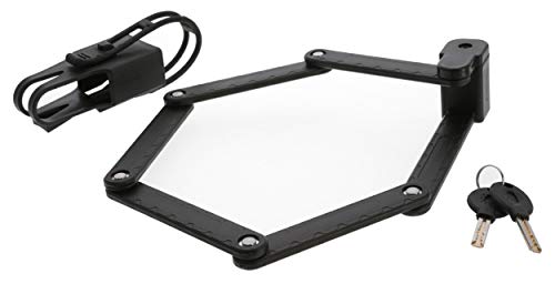 Lantelme Candado plegable para bicicleta con 2 llaves, antirrobo, para bicicleta y motocicleta, con soporte de marco, color negro 8296