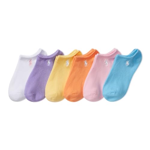 POLO RALPH LAUREN Girls' Classic Sport Low Cut Socks-6 Pair Pack-Soft Lightweight Cotton Comfort