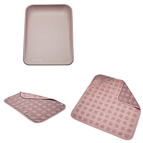 Leander Matty - Cojín cambiador + cubrecolchón + capucha con capucha en color rosa madera