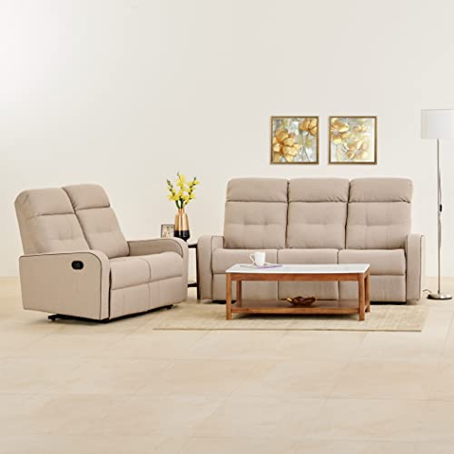 Image of Home Centre | Helios Toledo | Fabric | Solid Wood | Recliner Sets | Beige | Sofa Set 3+2 | 1 Year Warranty