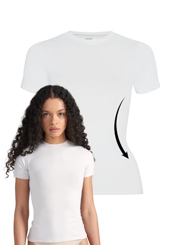 T-shirt moulant femme en coton col rond pour vêtement de sport gym et course