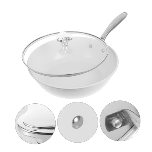 Wok pequeño de cerámica antiadherente Ciieeo con tapa miniatura 5