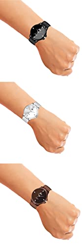 Image of Acnos Polyurethane Premium Brand - A Branded 3 Colors Black Brown And White Analog Super Quality Stylish Belt Watches For Men /Stylish Watches For Boys Pack Of 3, Multi-Color Dial, Multi-Color Band