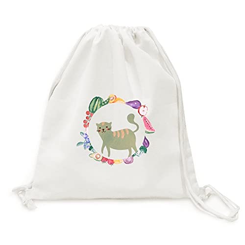 Sac en tissu pliable au marché pour vos fruits et légumes frais chat cyan