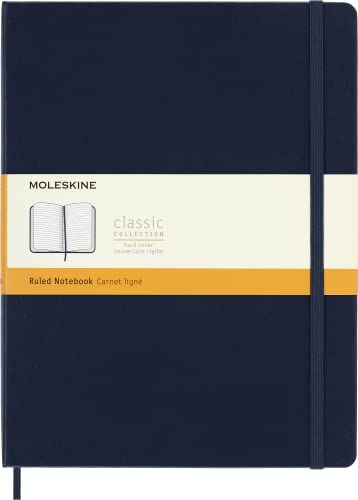 Moleskine - Cuaderno Extralarge Rayada Azul En Oferta Moleskine - Cuaderno Clásico Con Hojas Rayadas, Tapa Dura Y Cierre Elástico, Color Azul Zafiro, Tamaño Extra Grande 19 X 25 Cm, 192 Hojas