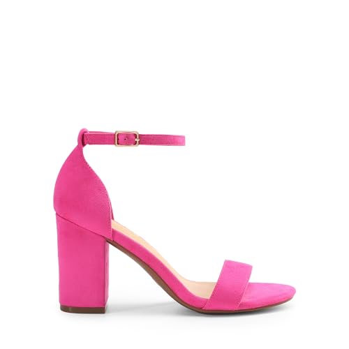 Image of DREAM PAIRS Heels for Women Chunky Block Heel Open Toe Ankle Strap 3.5 Inch Heeled Sandals for Party Date Wedding