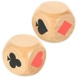 COODHI 2pcs Wooden Trump Marker Dice, 1.57'' Euchre Cube Trump Indicator, Big Size Trump Suit Dice, Lucky Dice Cube, Great Tools for Euchre Pinochele Playing Cards,Great Euchre Gift for Bridge Cards