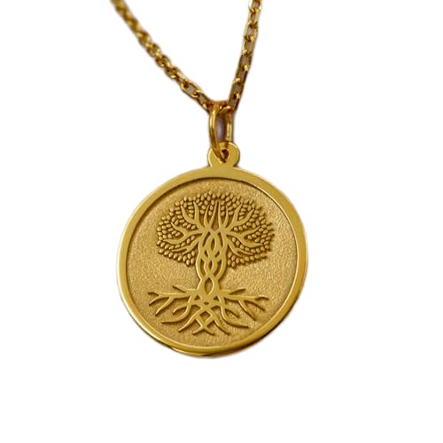 Collier Arbre de Vie 24 mm en argent plaqué or et sa chaîne élégante