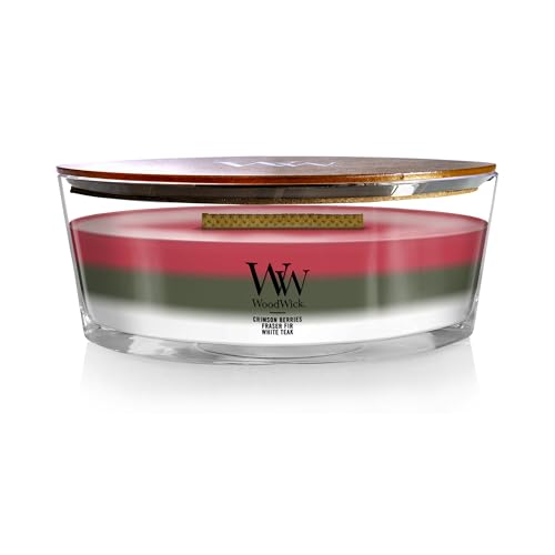WoodWick Winter Garland Trilogy Holiday Candle Gifts for Women and Men, 16 oz Ellipse Trilogy Candle with Crackling Wick