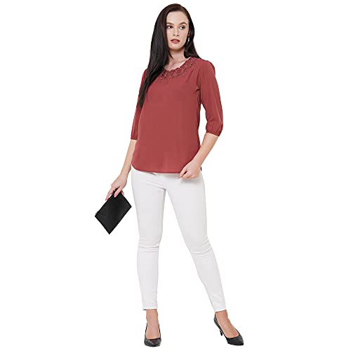 Image of GO-4 IT Women's Top with Cutwork Embroidery in Neck