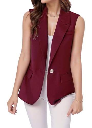 Sleeveless Blazer Vest for Women,Womens Casual Open Fornt Button Down Slim Business Jacket Waistcoat with Pocket4