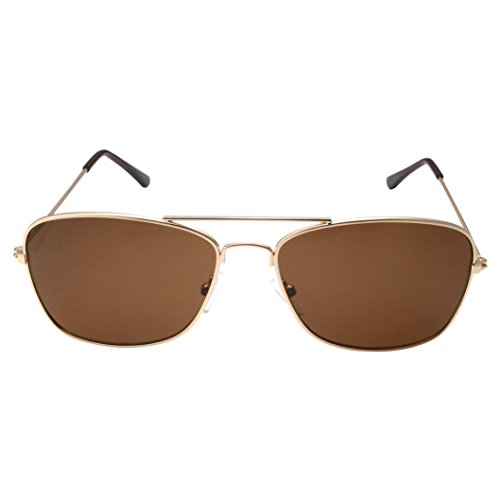 grinderPUNCH Square Aviator Sunglasses Regular Size - Gold Frame with Brown Lens2
