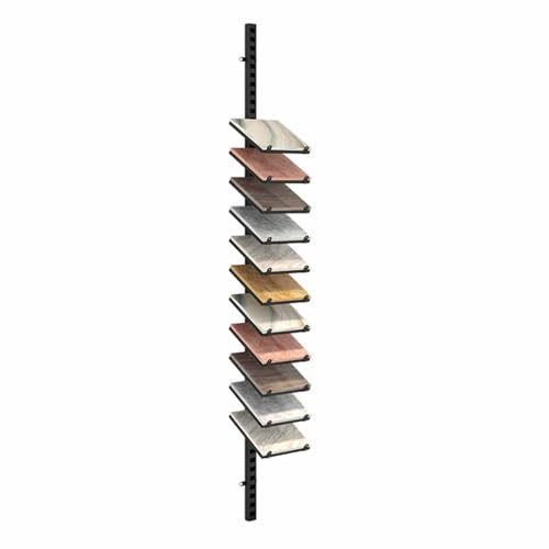 Présentoir mural carrelage avec 11 supports de suspension en métal