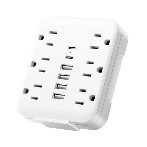 Multi Outlet Wall Plug with USB Ports, Wall Outlet Extender with 6 AC Outlets and 6 USB Ports (2 USB C), Power Strip Plug Adapter, Outlet Splitter, USB Wall Charger for Home, Office, Travel