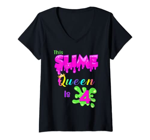 Womens Funny Slime Party Matching Costume For Girls V-Neck T-Shirt