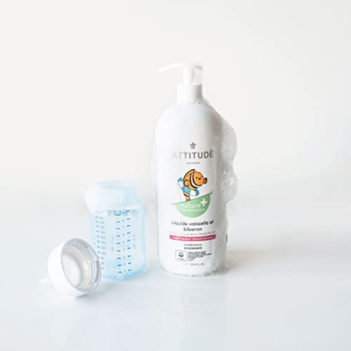 Attitude Baby Dish Soap, Plant-Based Dish Liquid, Extra Gentle On Sensitive Skin, Tough On Milk Residue & Grease On Bottles, Fragrance Free, 33.8 Fl Oz #TOP2