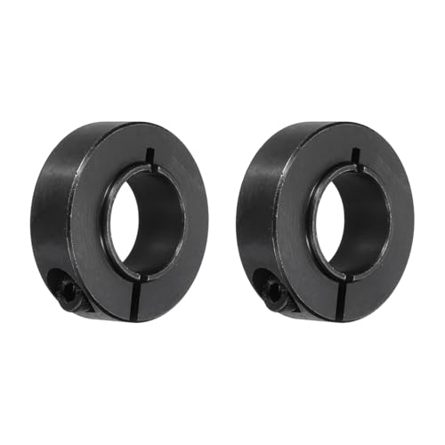 QUARKZMAN Collier De Arbre Fendu Simple 11/16"(17mm) Alésage Acier Carbone Collier À Vis 1 5/16"(34mm) OD x 7/16"(11.5mm) H pour Drive Shafts Agricultural Implements Machine Tool Noir, 2 Pcs