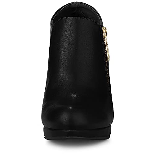 Allegra K Women's Platform Round Toe Chunky Heelss Ankle Booties3