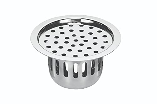 CHILLY-S Stainless Steel Round Flat Cut Floor Drain Cover, Jali, Grating with Cockroach Trap 153mm X 153mm (6 Inch)