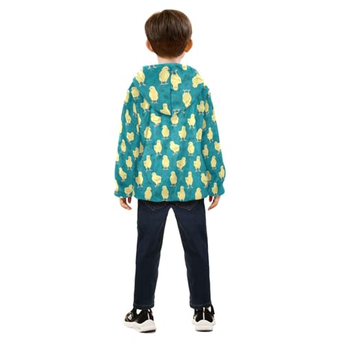 Cute Yellow Chickens and Floral Girls Fleece Jacket Girls Fall Jacket Girls Zip Up Hoodie Girls Sherpa Jacket 2-10T4